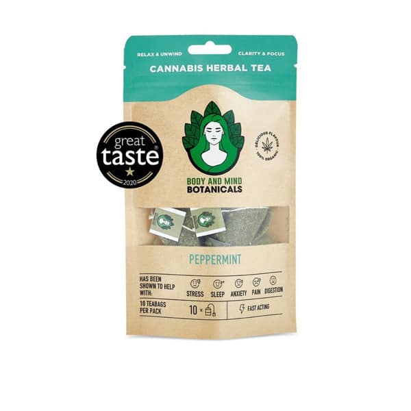 Body and Mind Botanicals 400mg CBD Cannabis Herbal Tea Bags Peppermi