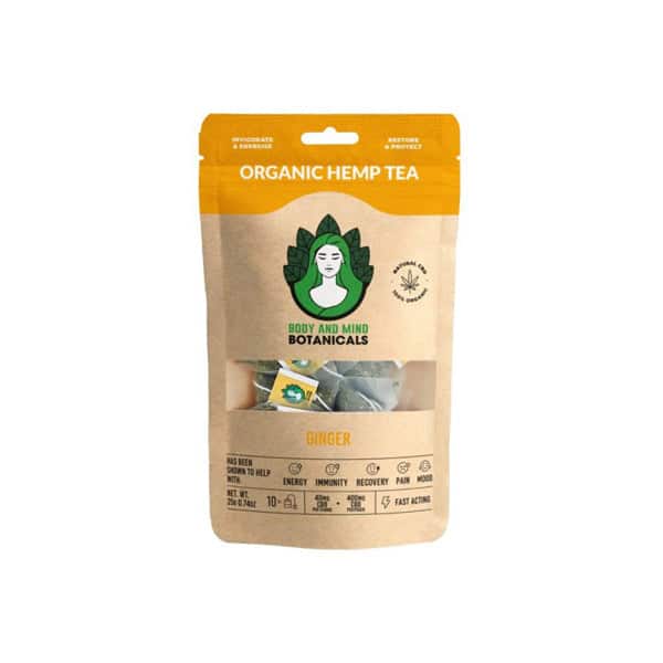 Body and Mind Botanicals 400mg CBD Cannabis Herbal Tea Bags Ginger