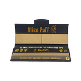33 Alien Puff Black & Gold King Size Unbleached Brown Rolling Papers + Tips ( HP103 )