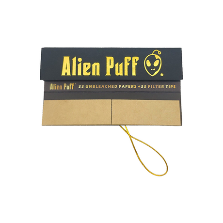 33 Alien Puff Black & Gold King Size Elastic Band Unbleached Papers + Filter Tips ( HP184 )