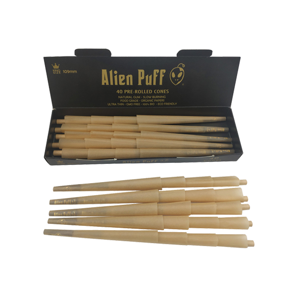 40 Alien Puff Black Gold King Size Pre Rolled 109mm Cones ( HP37 )