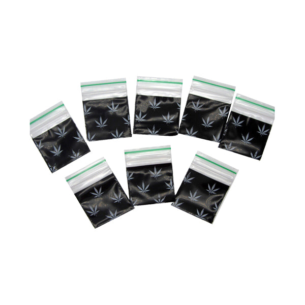 Zipper Branded 30mm x 30mm Black Leaf Bags
